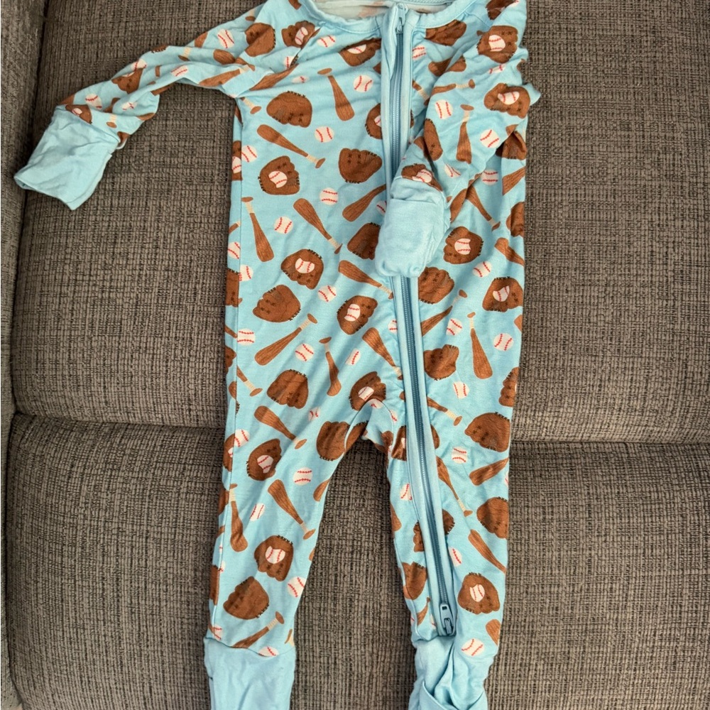 Adorable Sports-Themed Blue and Brown Footie
